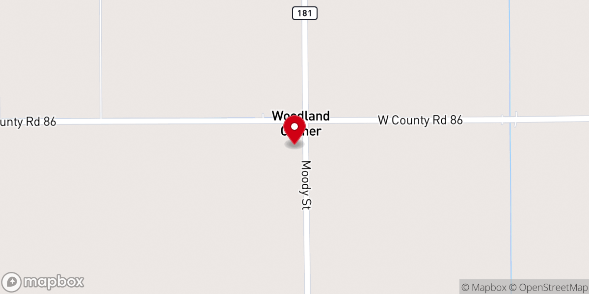 Map showing location of Woodland Corner Baptist Church