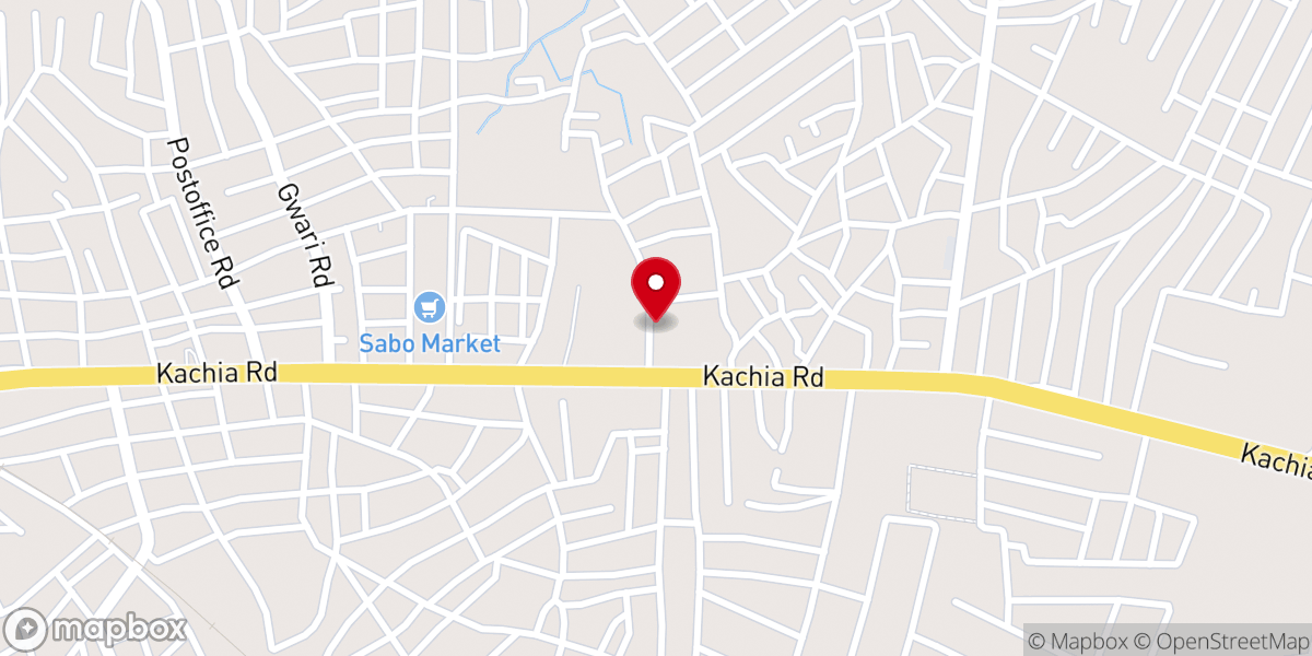 Map showing location of Living Faith Church (Sabo)
