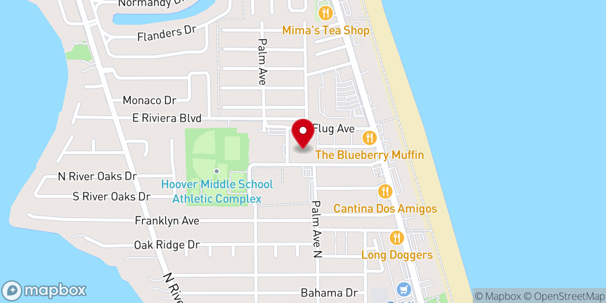 Map showing location of First Baptist Church of Indialantic
