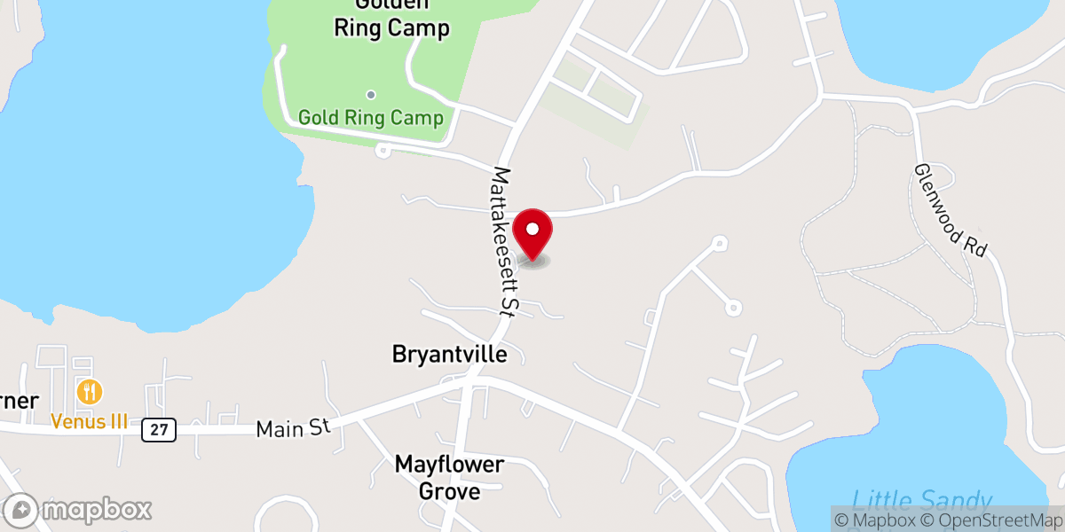 Map showing location of Bryantville United Methodist Church