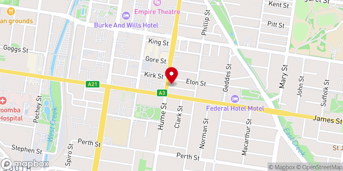 Map showing location of Toowoomba Christadelphians