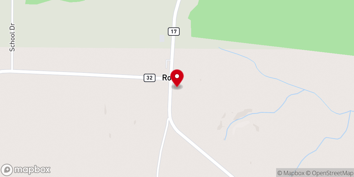 Map showing location of Roby Baptist Church