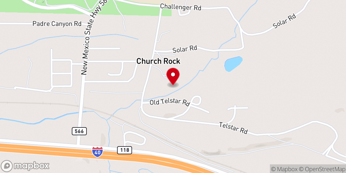 Map showing location of Church Rock