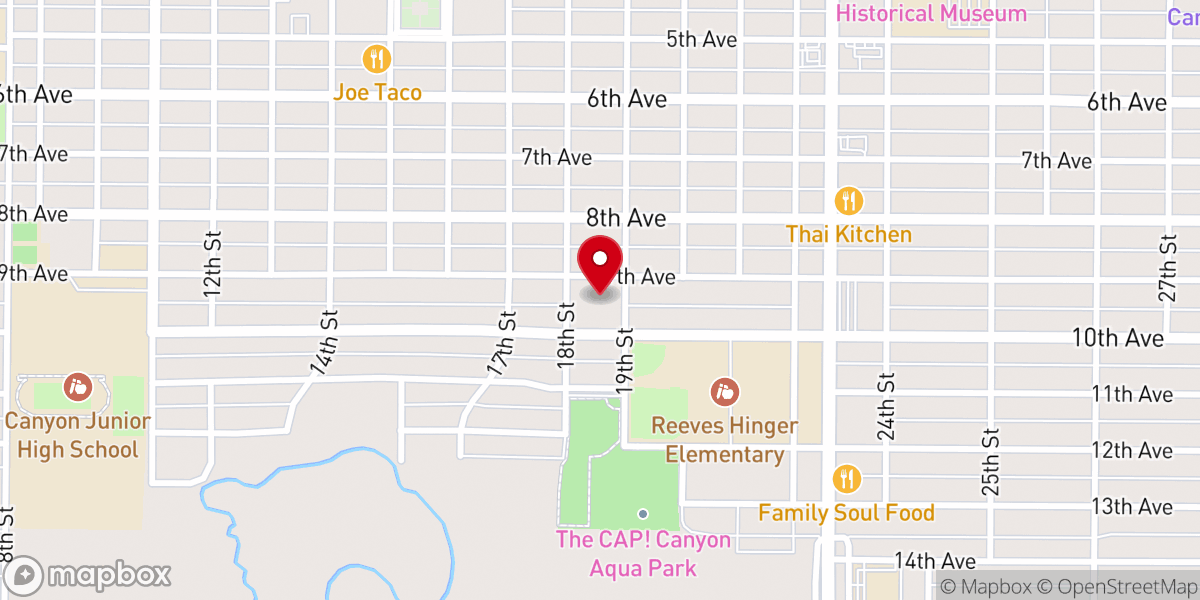 Map showing location of Presbyterian Church of Canyon