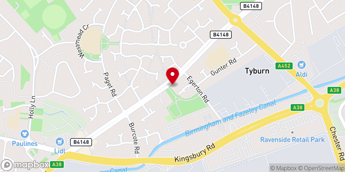 Map showing location of Erdington Elim Pentecostal Church