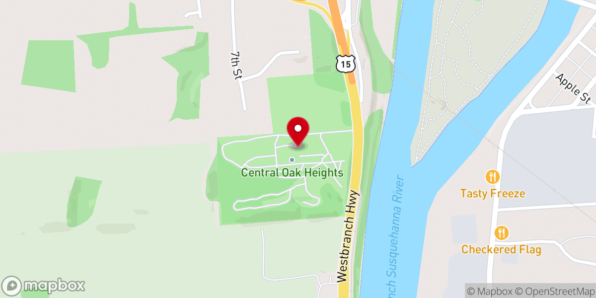 Map showing location of Central Oak Heights