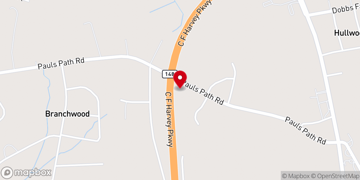 Map showing location of Holly Hill Church