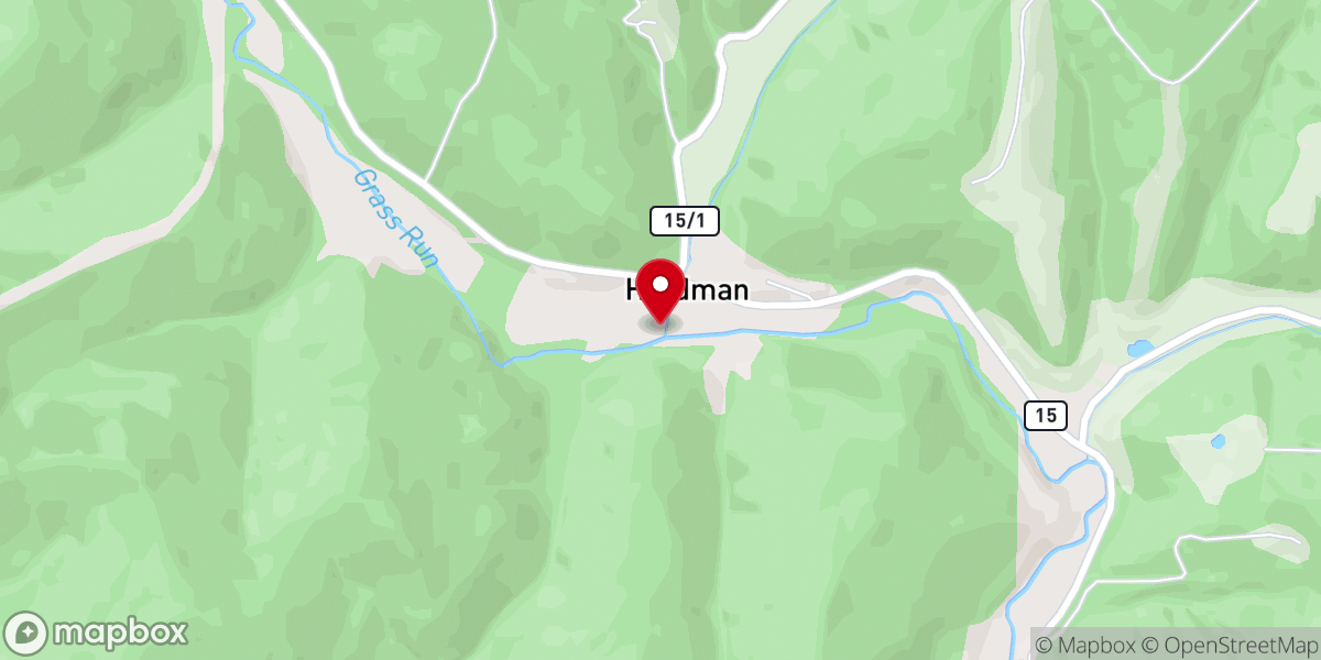 Map showing location of Hardman Fork Baptist Church