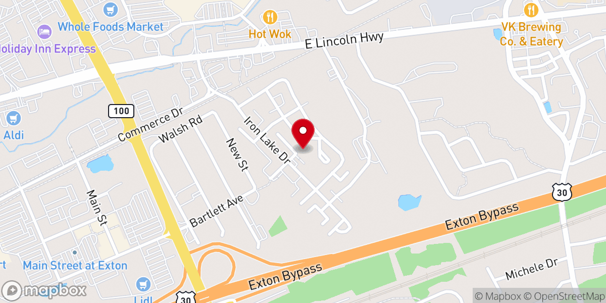 Map showing location of Exton Crossing