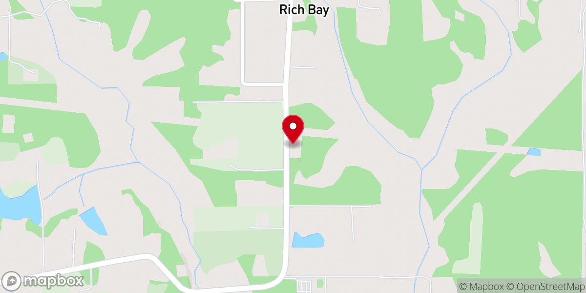 Map showing location of Rich Bay Ame Church