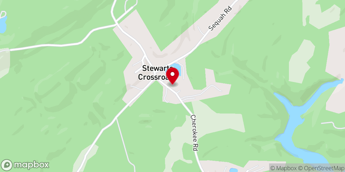 Map showing location of Stewarts Crossroads Church