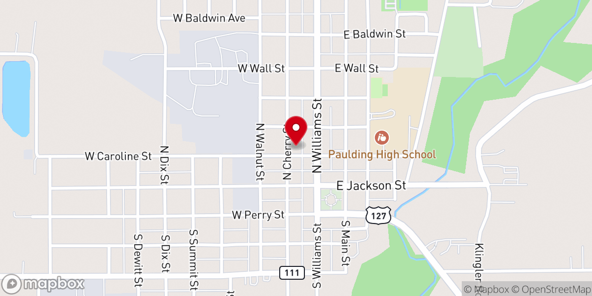 Map showing location of First Presbyterian Church of Paulding