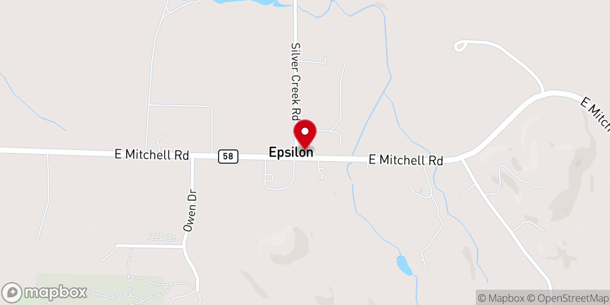 Map showing location of Epsilon United Methodist Church