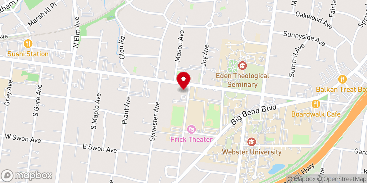 Map showing location of Christ Lutheran Church of Webster Groves