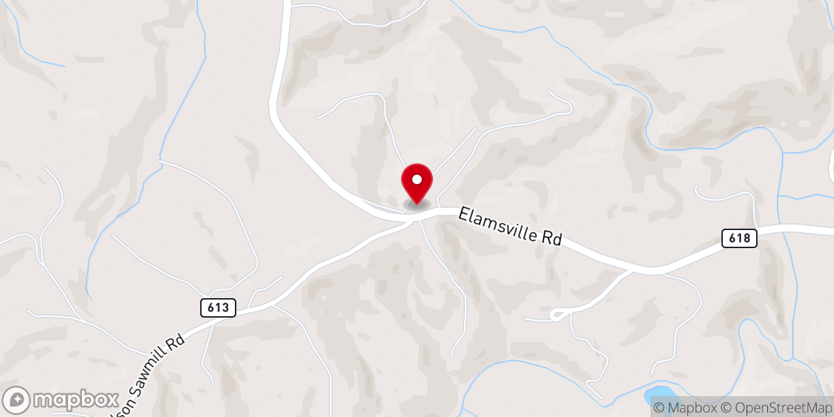 Map showing location of Elamsville Church of God of Prophecy