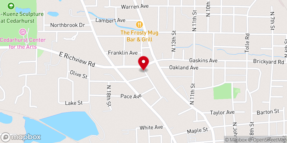 Map showing location of Faith Lutheran Church