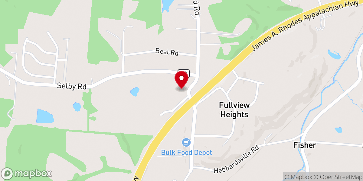 Map showing location of Rolling Hills Baptist Church