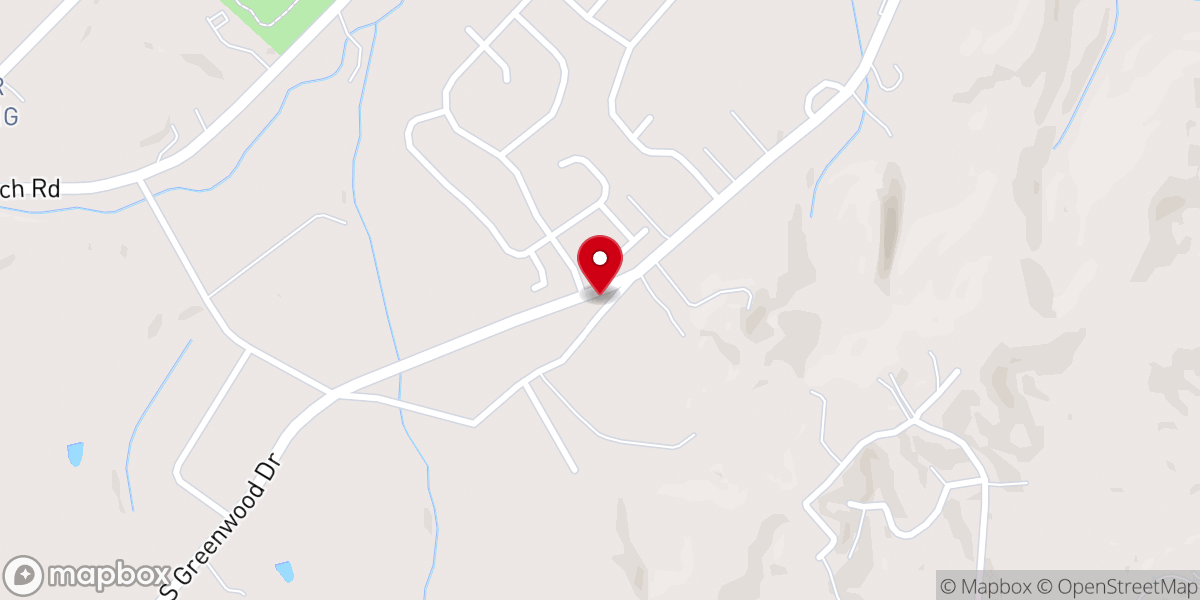 Map showing location of Greenwood Baptist Church