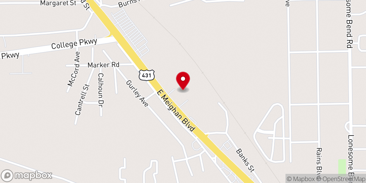 Map showing location of Carnes Baptist Church