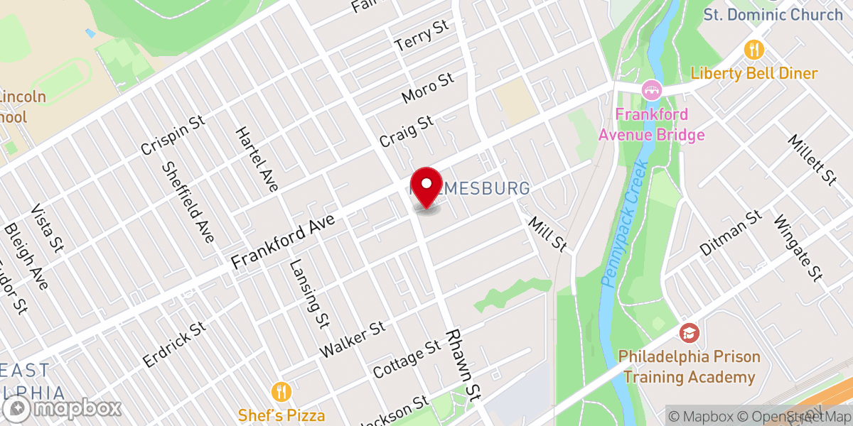 Map showing location of Philadelphia AOH Church of God