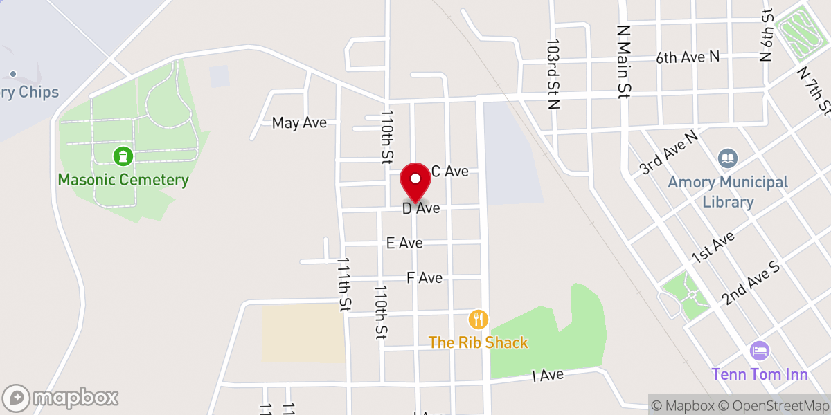 Map showing location of Carters Chapel Pentecostal Church of God