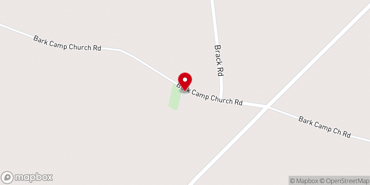 Map showing location of Bark Camp Church