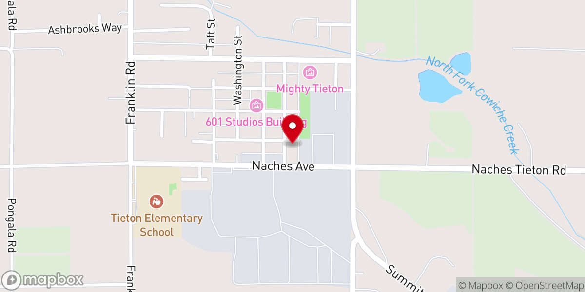 Map showing location of City of Tieton