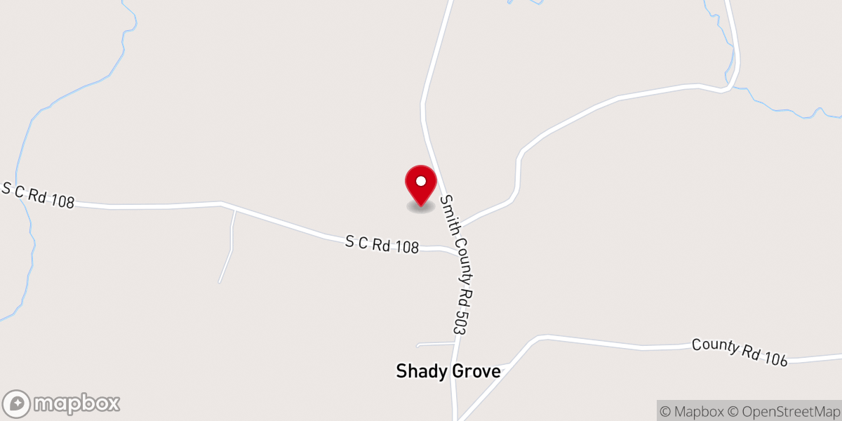 Map showing location of South Shady Grove Church