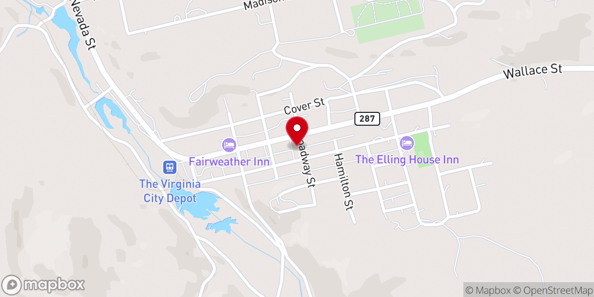 Map showing location of Town of Virginia City