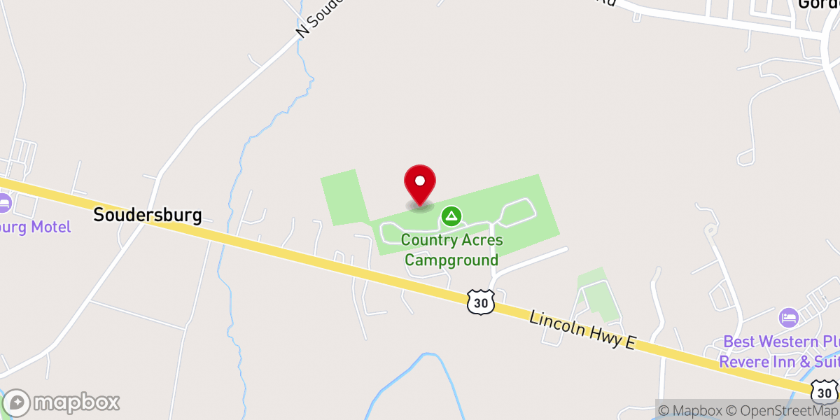 Map showing location of Country Acres Campground