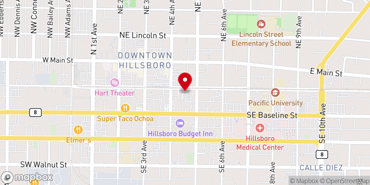 Map showing location of Hillsboro Friends Church