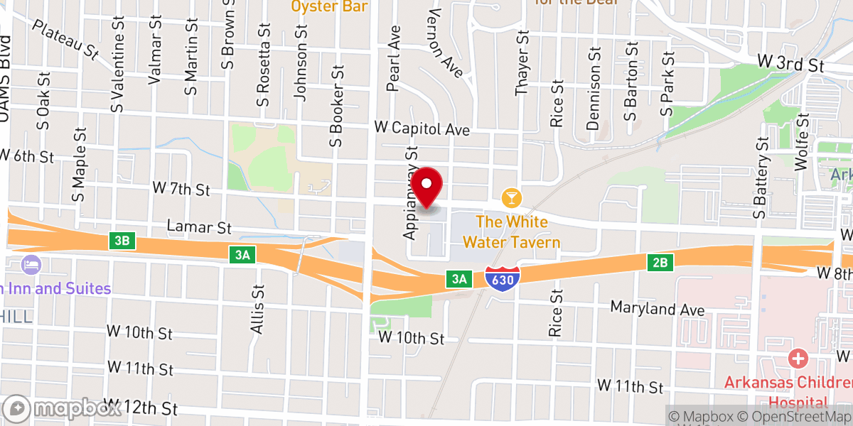 Map showing location of West Side Baptist Church