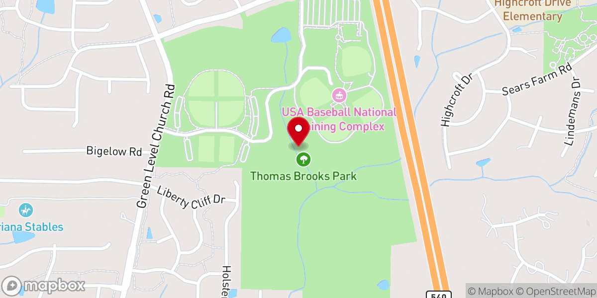 Map showing location of Thomas Brooks Park