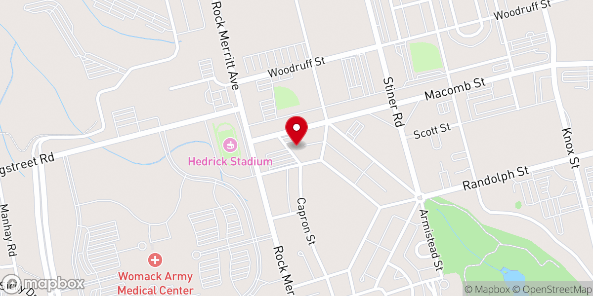 Map showing location of Fort Liberty Main Post Chapel Annex