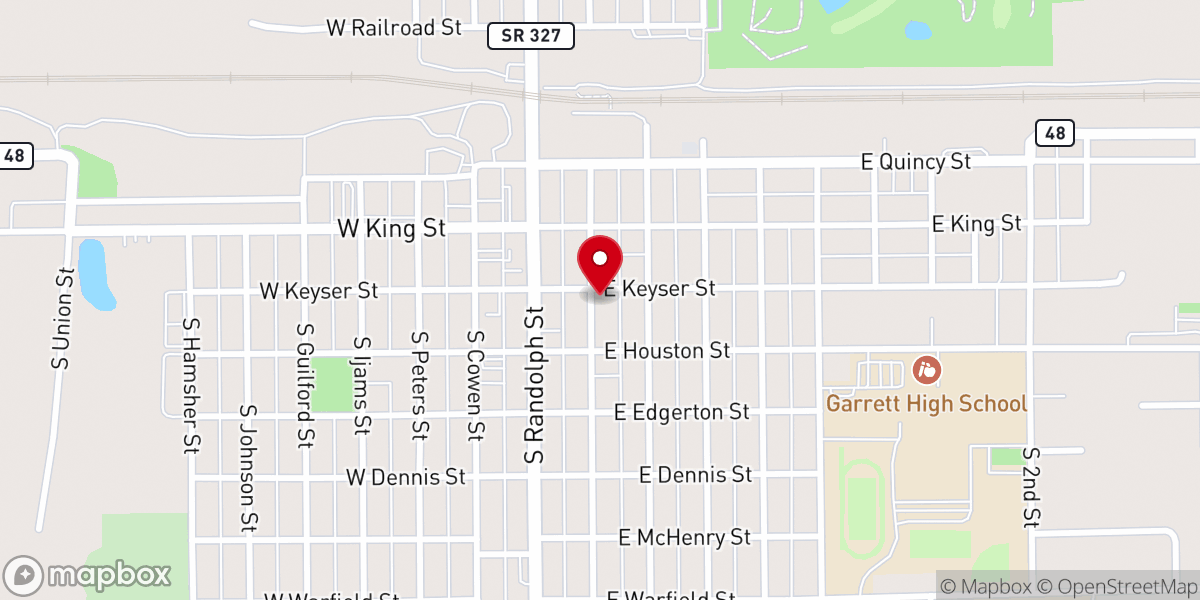 Map showing location of Garrett Presbyterian Church