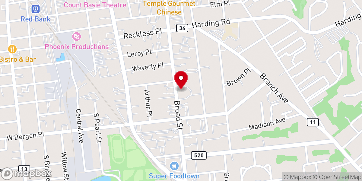 Map showing location of United Methodist Church of Red Bank