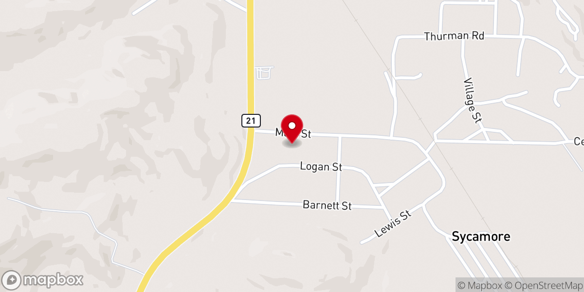 Map showing location of Sycamore Baptist Church