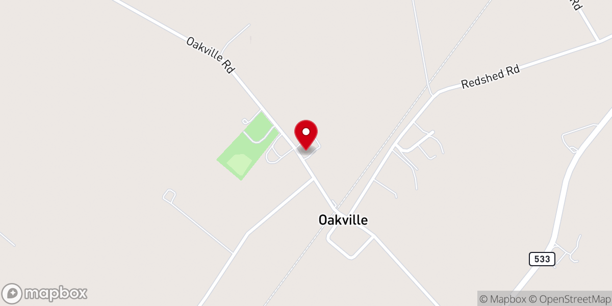 Map showing location of Oakville United Methodist Church