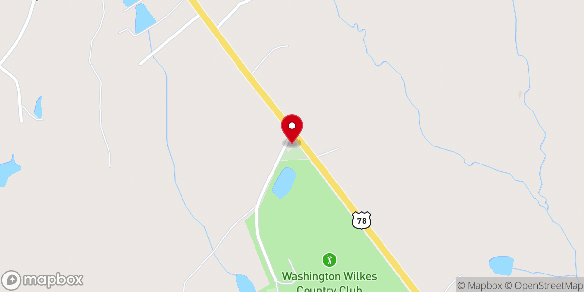 Map showing location of Gibson Grove Baptist Church