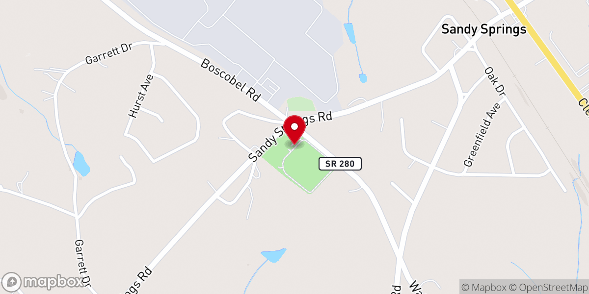 Map showing location of Sandy Springs Community Park