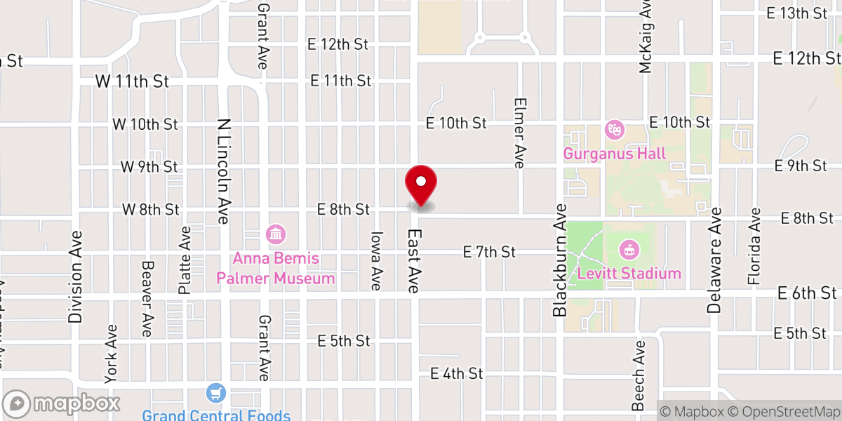 Map showing location of East Avenue United Methodist Church