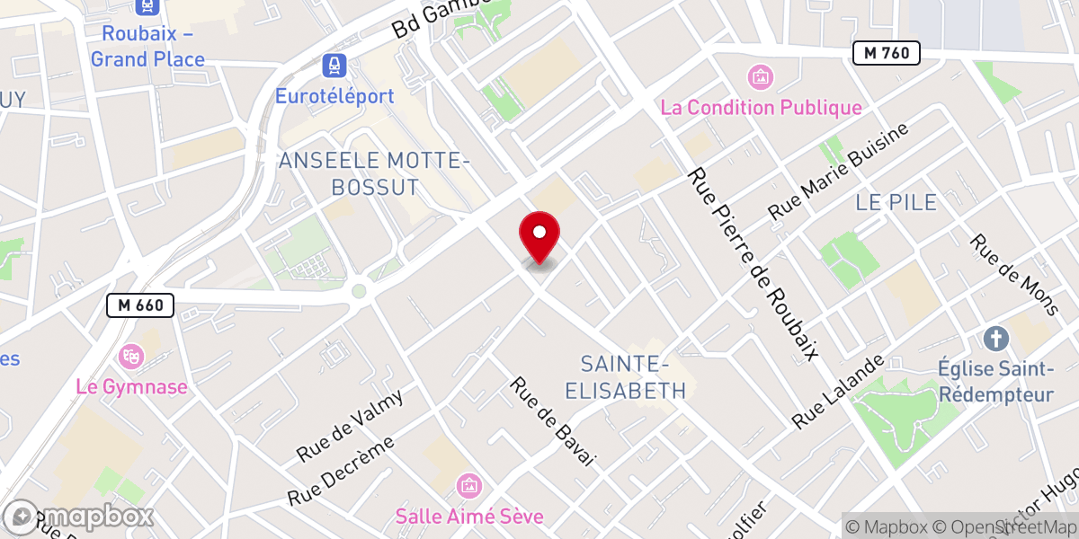 Map showing location of Église catholique Sainte-Elisabeth à Roubaix