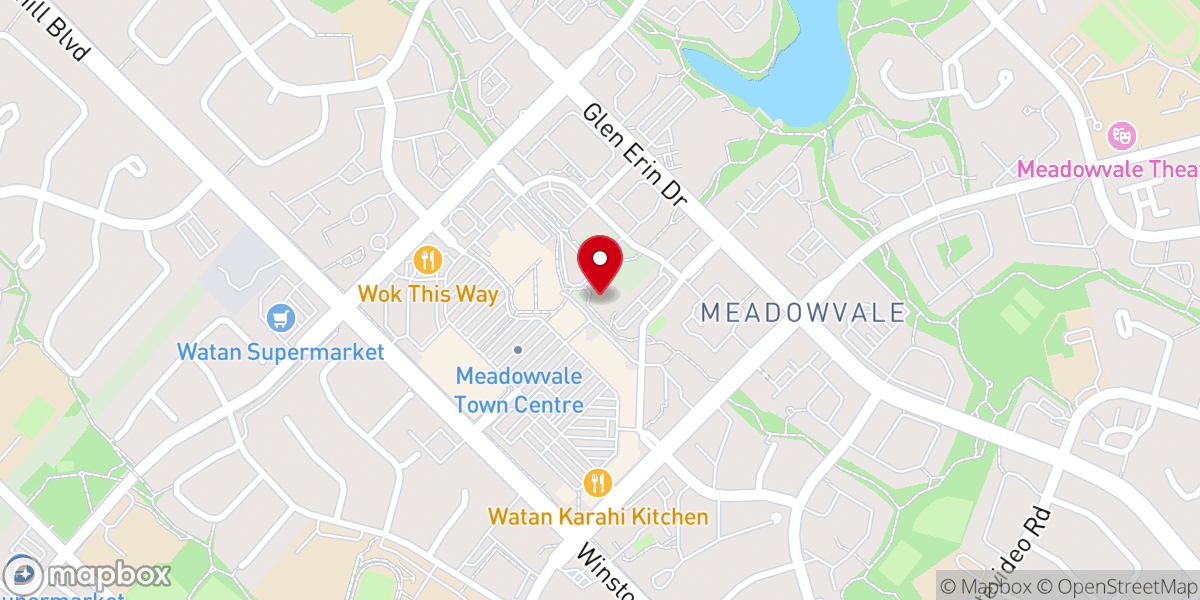 Map showing location of Meadowvale West Church Centre