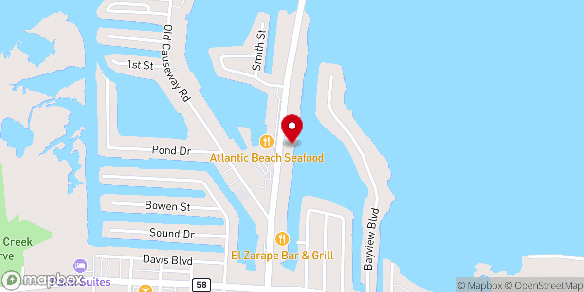 Map showing location of Capt. Stacy Fishing Center