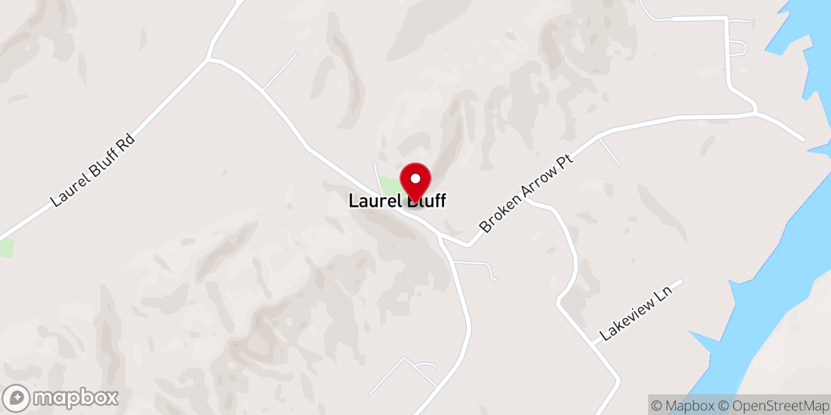 Map showing location of Laurel Bluff Baptist Church
