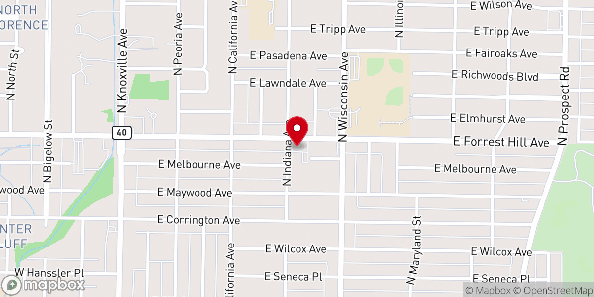 Map showing location of Forrest Hill United Methodist Church