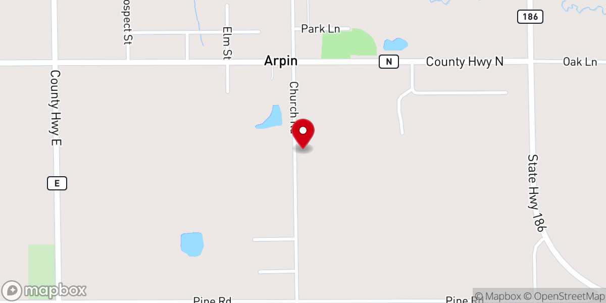 Map showing location of St. John United Church of Christ