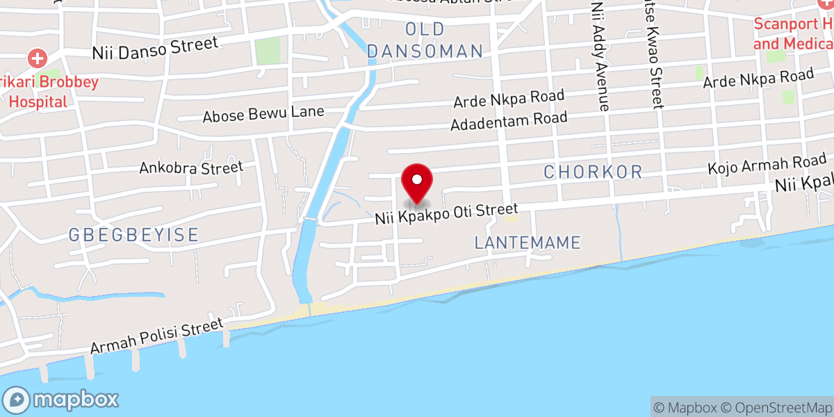 Map showing location of The Church of Pentecost, Chemunaa Central and English Assembly