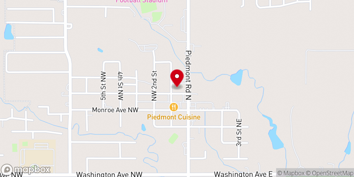 Map showing location of First Baptist Church of Piedmont