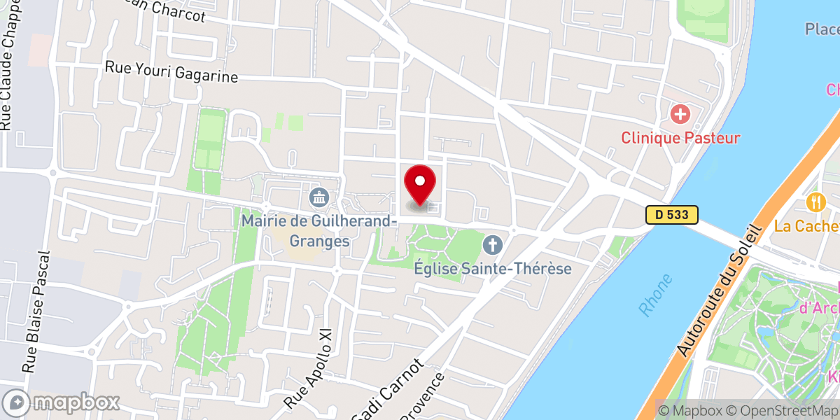 Map showing location of Temple Protestant de Guilherand-Granges